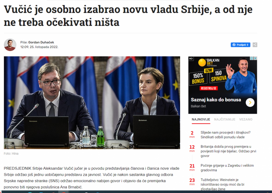 HRVATI RAZOČARANO KMEČE Zli Vučić je izabrao vladu koja radi u interesu Srbije! (FOTO)