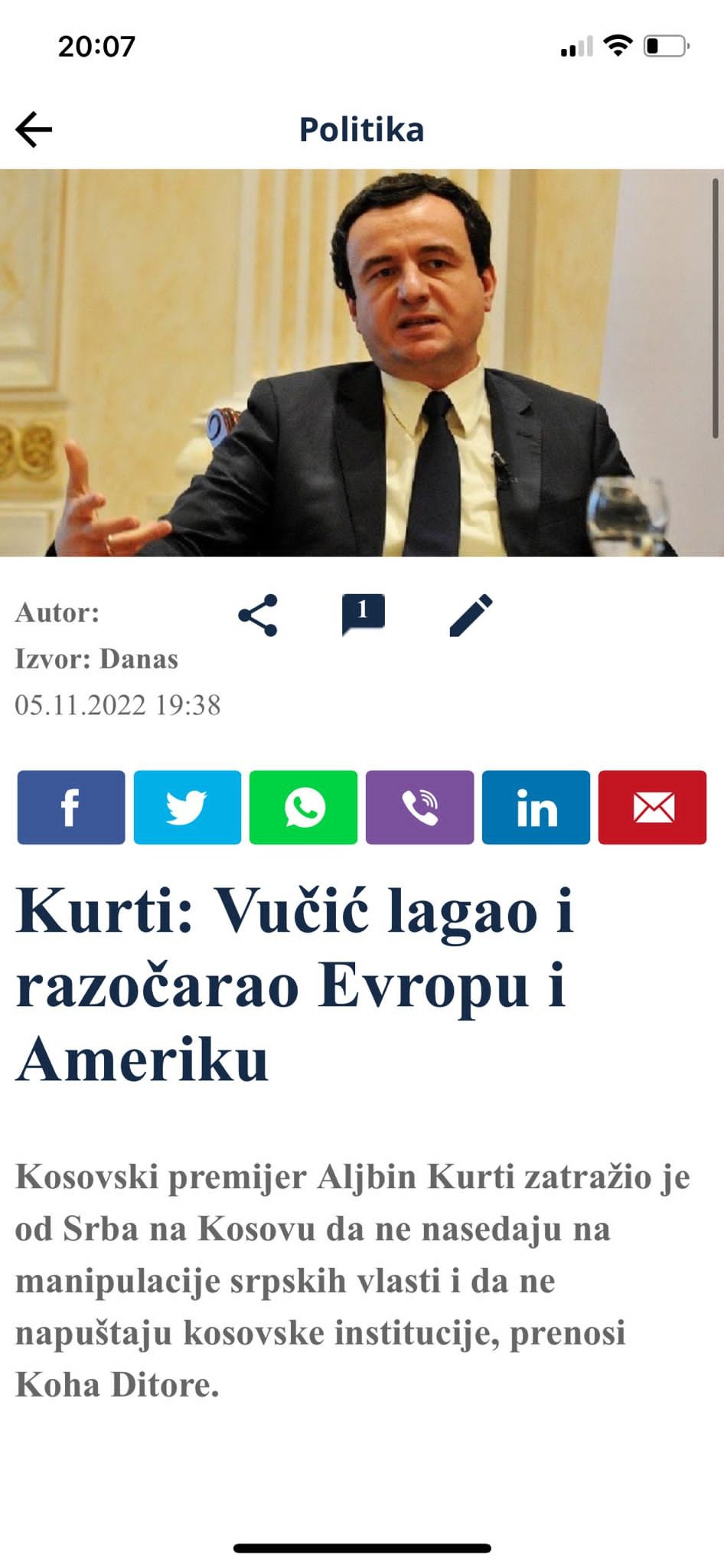 TAJKUNSKI MEDIJ KAO KURTIJEV BILTEN! Aljbinove reči su za njih zakon i najvažnija vest (FOTO)