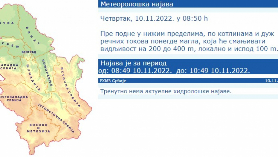 Foto: RHMZ Printscreen