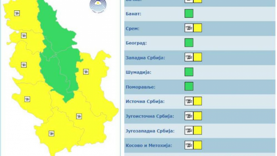 UPALJEN ALARM! RHMZ upozorava na opasnost, u toku noći kreću padavine u ovom delu Srbije