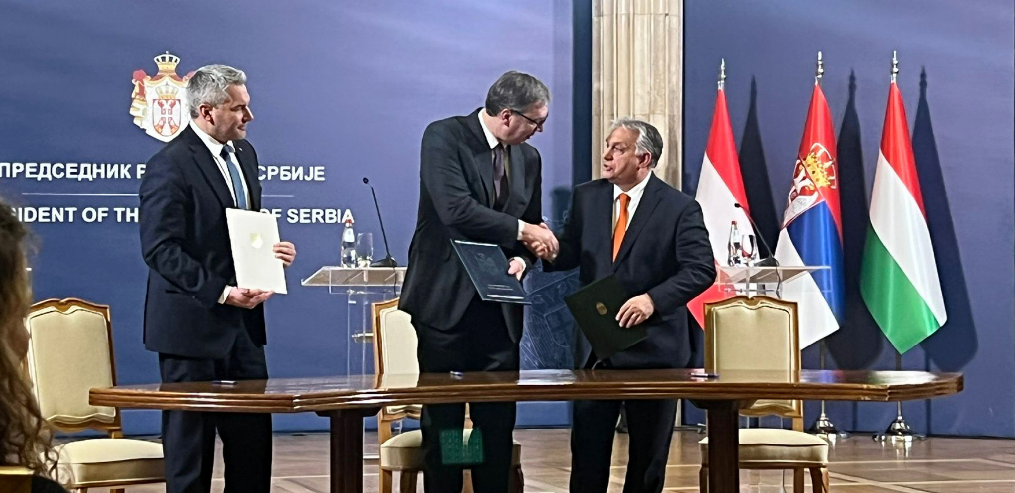 ZNAČAJAN DOGOVOR SRBIJE, MAĐARSKE I AUSTRIJE Potpisan memorandum u Predsedništvu Srbije