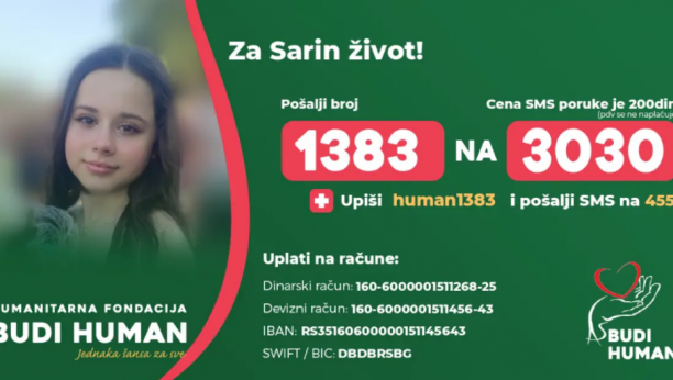 OSTALO JE JOŠ DESET DANA Pomozite Sari da se vrati normalnom životu: Potrebno je skupiti još 38 miliona dinara!