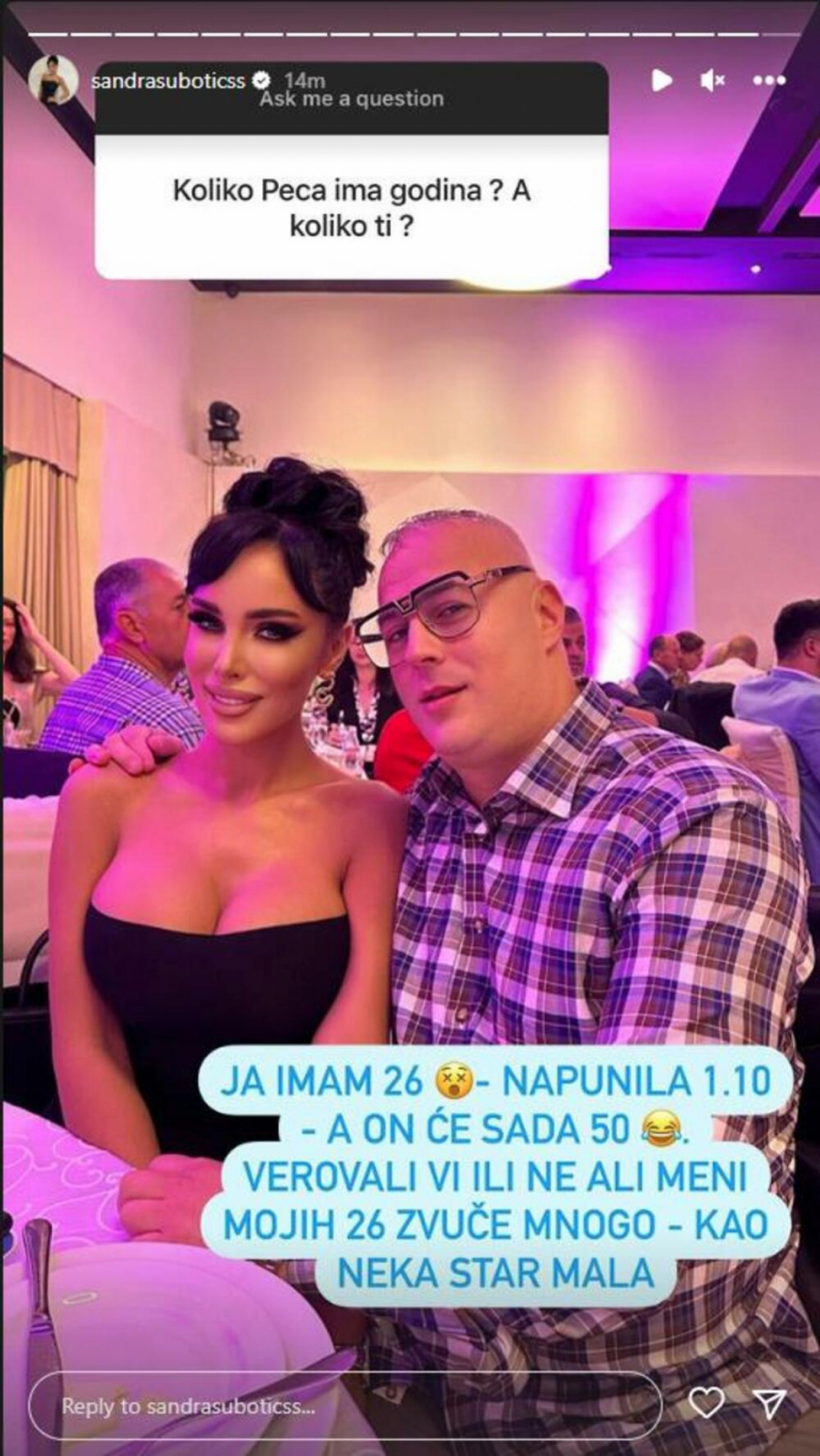 ŠOKIRALA SVE Aleksandra Subotić otkrila koliko je Peca stariji od nje (FOTO)