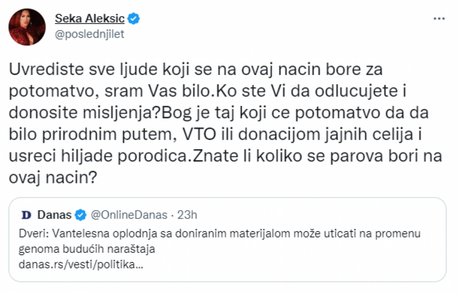 SEKA ALEKSIĆ ODBRUSILA OBRADOVIĆU! 