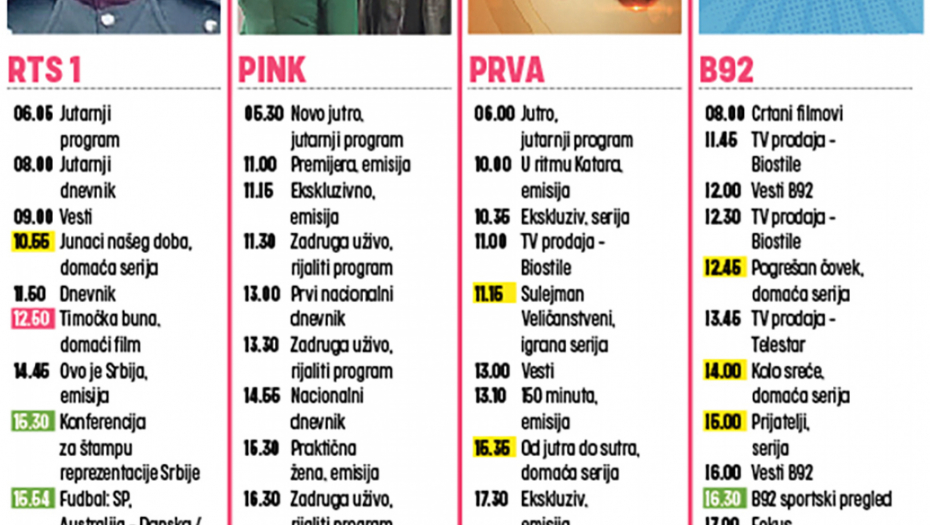 TV PROGRAM ZA 1 .decembar