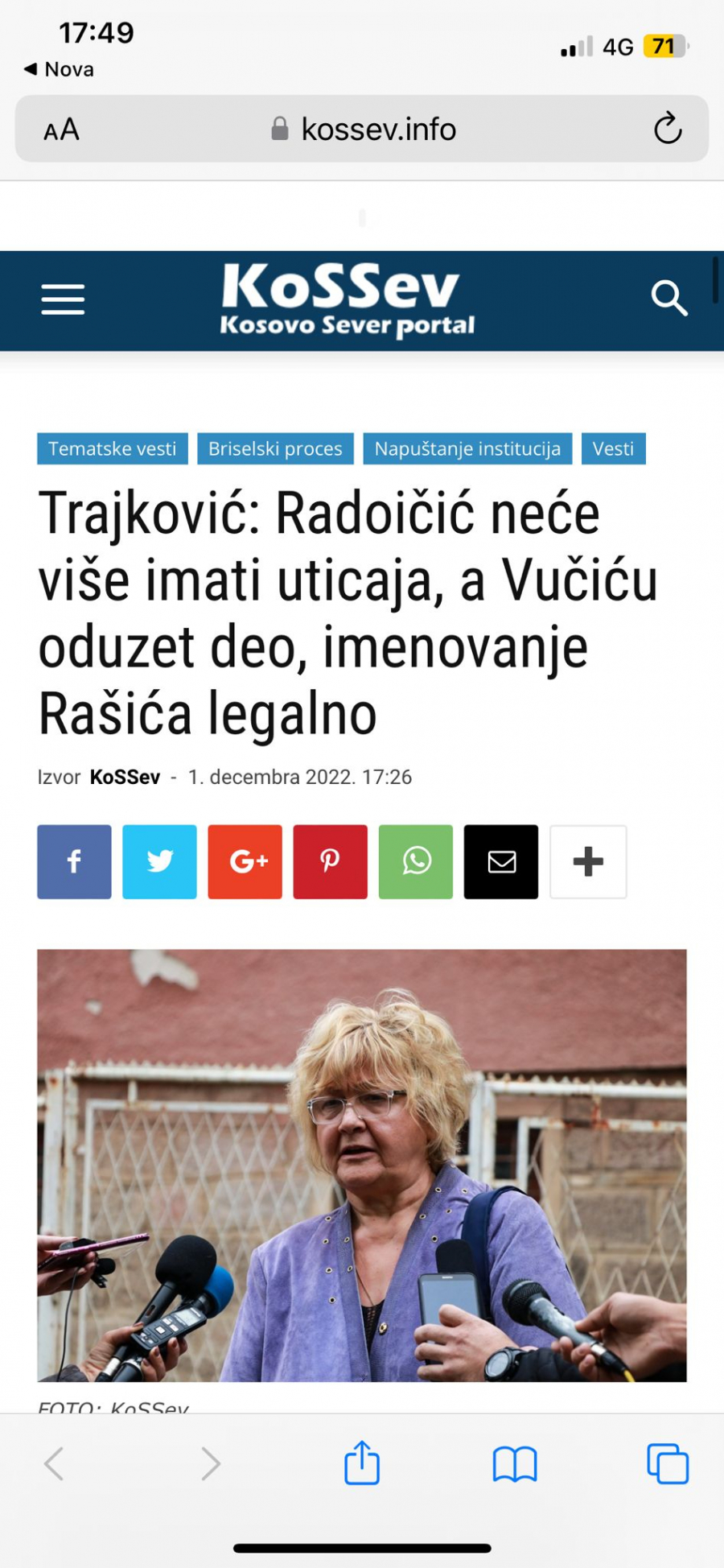 RADA TRAJKOVIĆ: Pozdravljam Kurtijeve odluke, to sve doprinosi da Srbija nema nikakvu mogućnost da zaštiti Srbe na KiM!