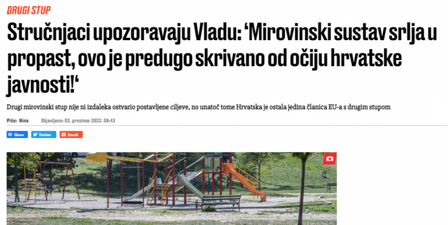 HRVATSKA DRŽAVA SAMU SEBE POTKRADA! Stiže haos od koga će se teško oporaviti, penzioni sistem se raspada