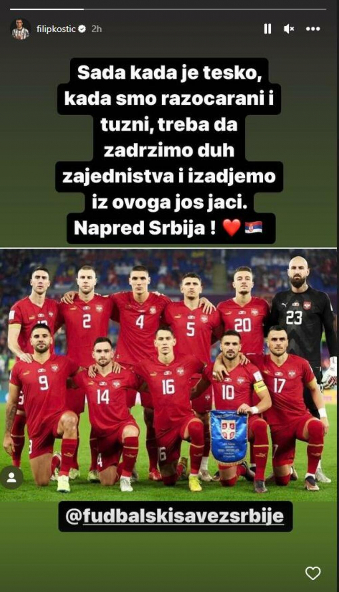 SADA KADA JE TEŠKO... Filip Kostić se oglasio dan nakon eliminacije, ima šta da poruči svom narodu (FOTO)