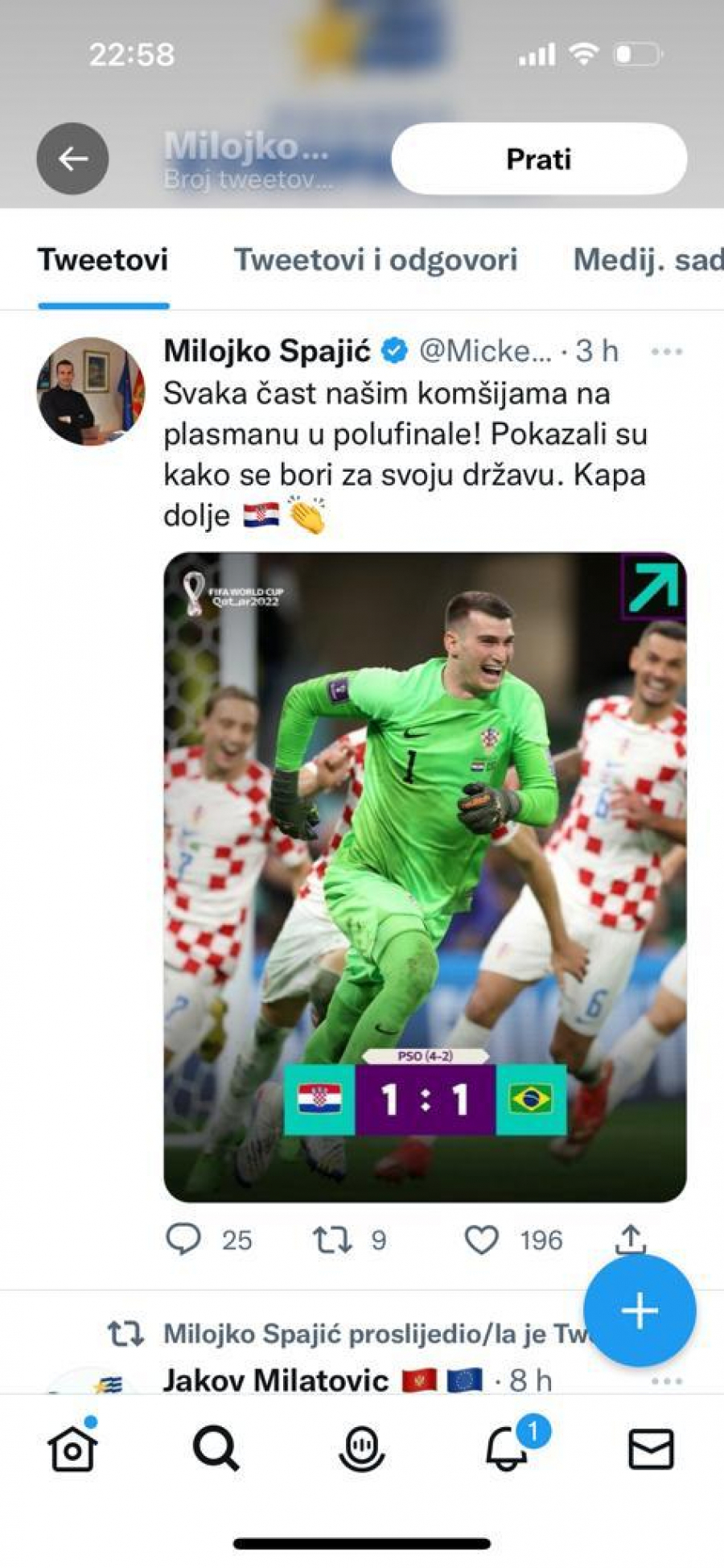 NEKADAŠNJI SRBIN PROSLAVLJA POBEDU HRVATSKE 