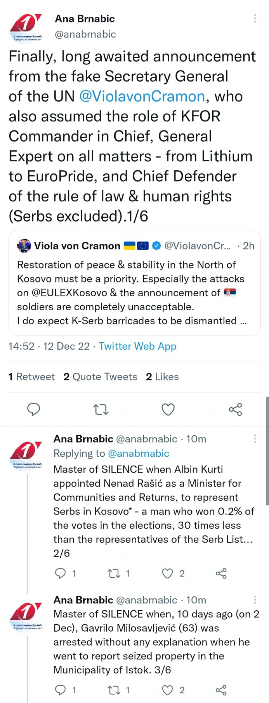 VIOLA JE GOSPODAR ĆUTANJA Ana Brnabić reagovala na saopštenje lažnog sekretara UN, postavila je na mesto!