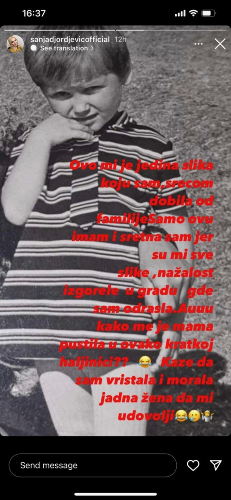 IZGUBILA SVE U POŽARU Pevačica potresnom fotografijom otrkila bolnu istinu