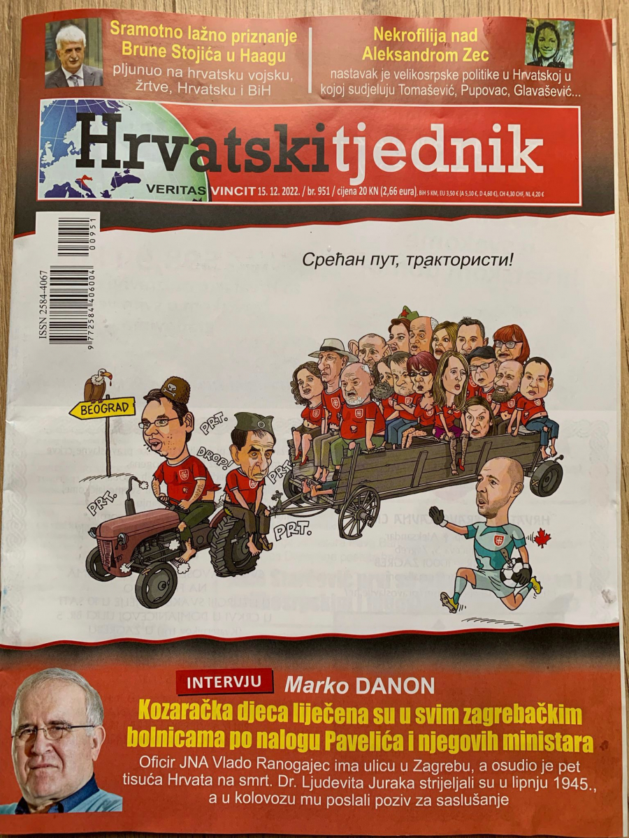 USTAŠKO KRVOŽEDNO LUDILO Na naslovnoj strani osvanula poruka Srbima: Srećan put, traktoristi! (FOTO)