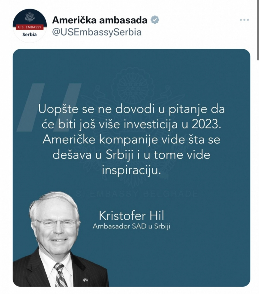LEPE VESTI ZA SRBIJU POČETKOM GODINE Oglasio se američki ambasador