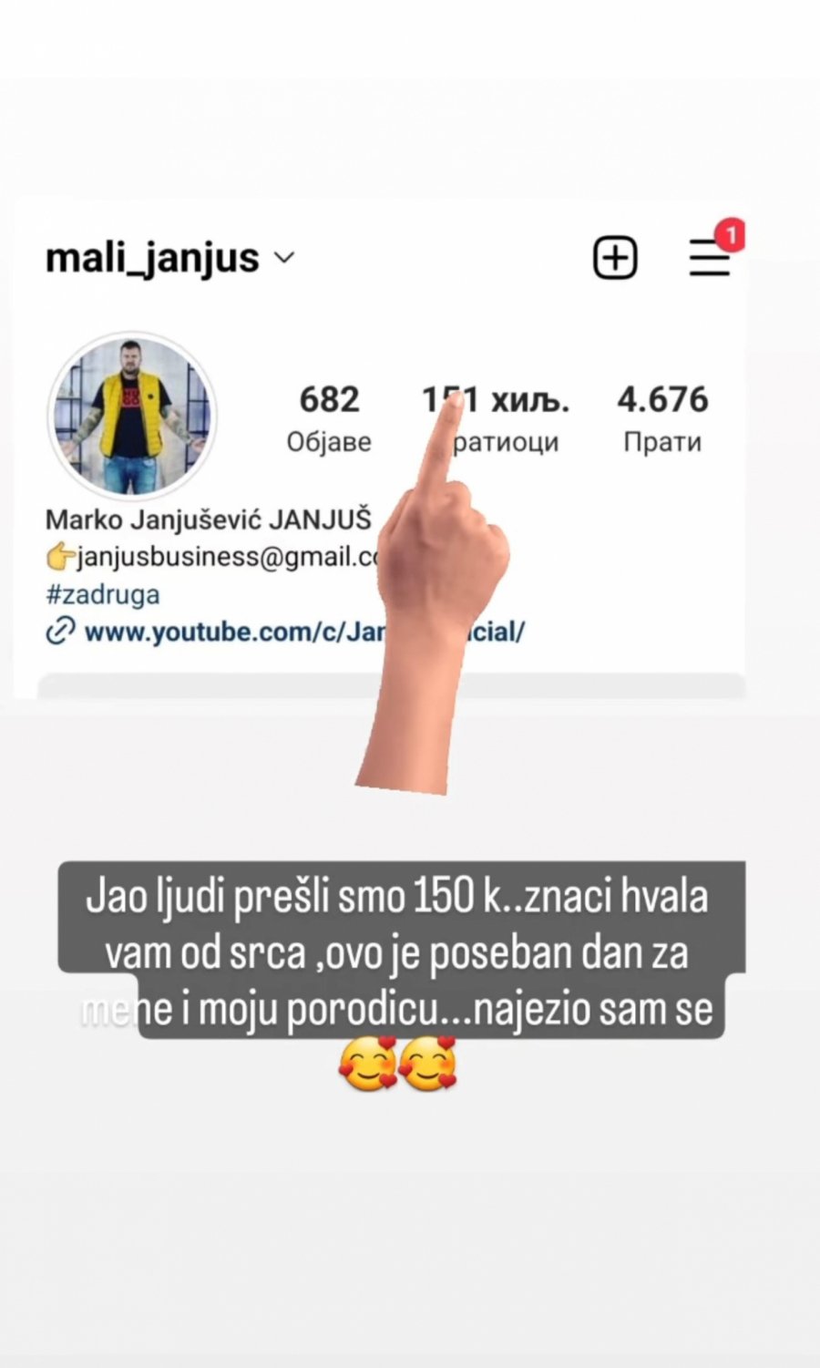 POSEBAN DAN ZA JANJUŠA! Bivši zadrugar podelio radosne vesti