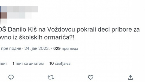 UKRADENI PRIBOR ZA LIKOVNO STOJI KOD PORTIRA! Tviter pravdoljupci prave više štete nego koristi