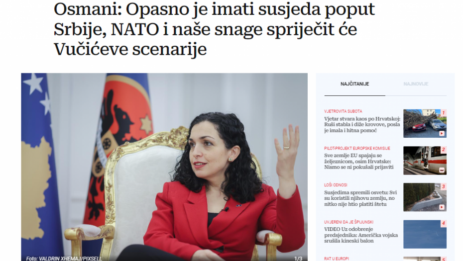 VJOSA OSMANI PRETI: NATO i naše snage sprečiće Vučićeve scenarije!