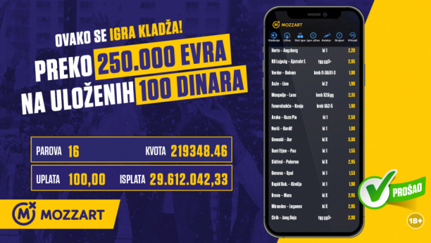 Mozzartov junak osvojio 250.000 evra na 100 dinara! Mislio sam prvo da je 29.000, ne 29.000.000