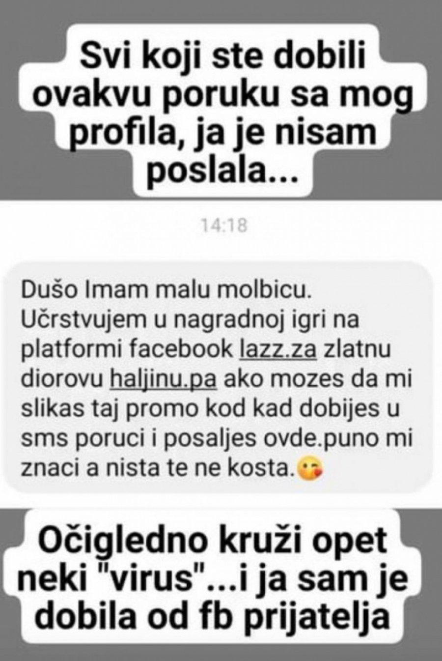 NE KLIKĆITE, PREVARA JE! Novi virus na Fejsbuku, stigne vam poruka od prijatelja, a onda... (FOTO)