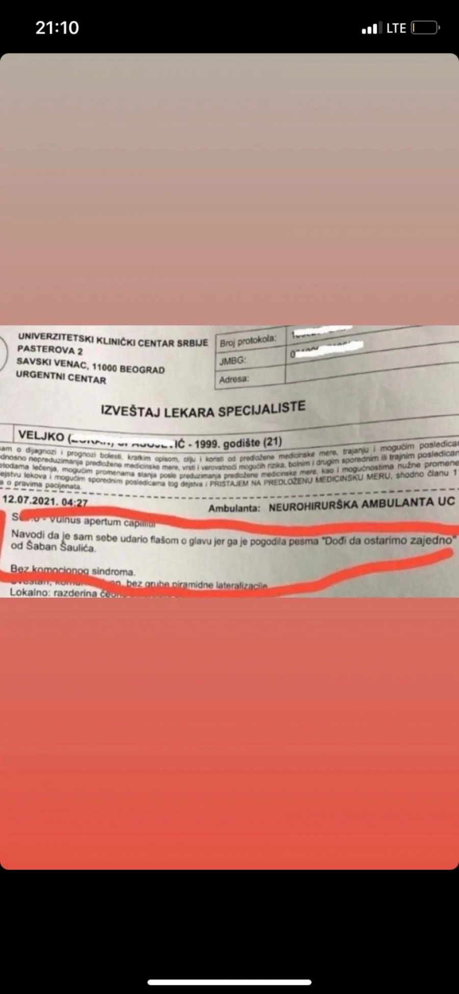 ZBOG ŠABANA ŠAULIĆA ZAVRŠIO U HITNOJ Veljku 