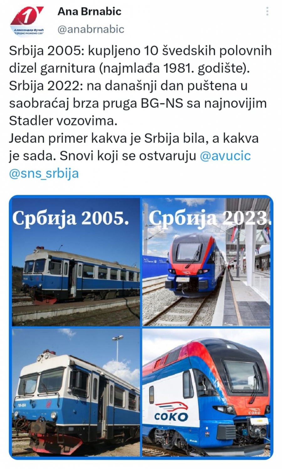 SRBIJA SE PREPORODILA ZA VREME VUČIĆA Nekad su se kupovali vozovi stari četvrt veka, a pogledajte kako je sada (FOTO)