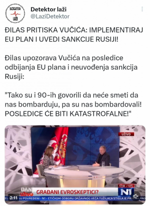 ĐILAS PRITISKA VUČIĆA: Implementiraj EU plan i uvedi sankcije Rusiji!