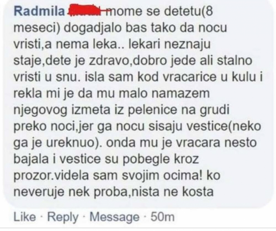 KORISNICI DRUŠTVENIH MREŽA ZGROŽENI Uradila je ovo po nalogu vračare kako bi pomogla svom detetu! Zar izmet!?