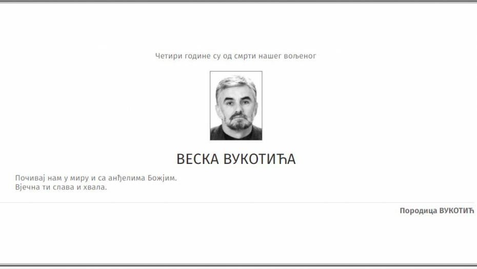 ČETRI GODINE OD UBISTVA OCA JOVANA VUKOTIĆA, VESELINA VUKOTIĆA  Porodica ga nije zaboravila, dali su čitulju