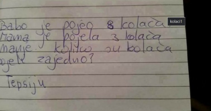 ZA ČISTU PETICU Urnebesan odgovor učenika na zadatak iz matematike