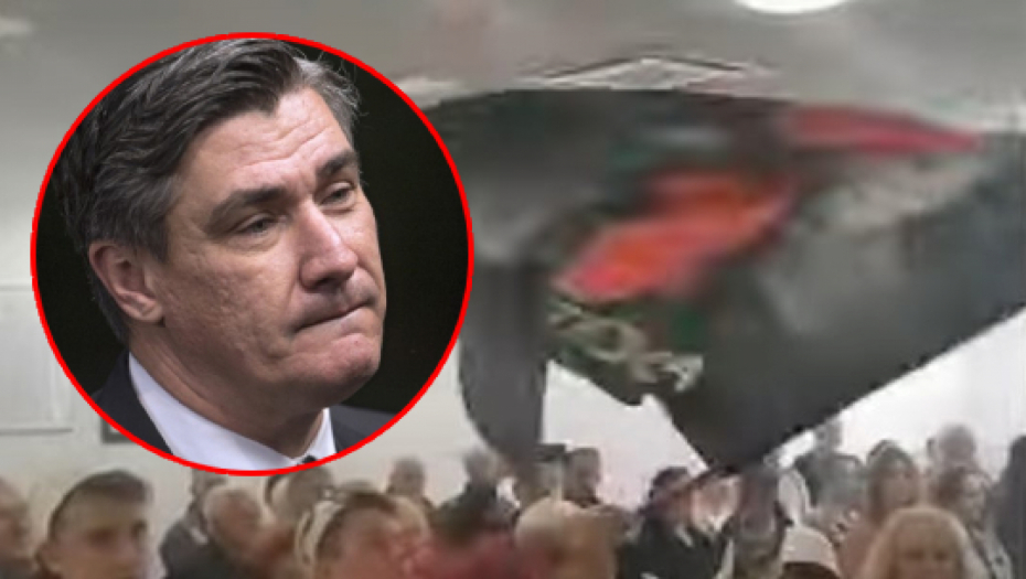 MILANOVIĆU MAHALI ZASTAVOM VELIKE ALBANIJE PRED NOSOM Skandal nad skandalima u Hrvatskoj, obezbeđenje ne reaguje (VIDEO)