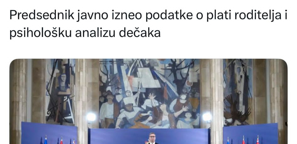 SKANDALOZNO PONAŠANJE TAJKUNSKIH MEDIJA Prvi otkrili identitet dečaka ubice, a sada pljuju po Vučiću što je izneo relevantne podatke