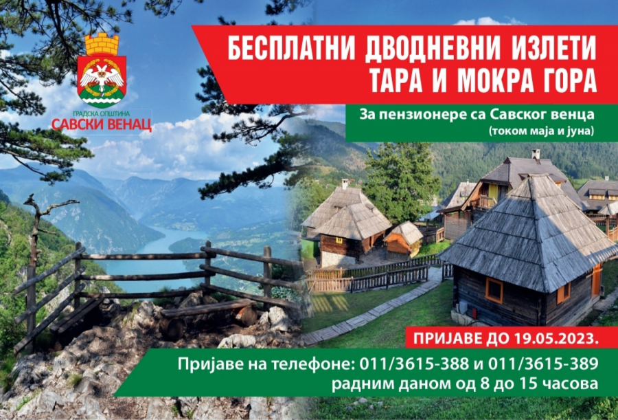 ZA PENZIONERE SA SAVSKOG VENCA: POČELE PRIJAVE ZA BESPLATNE DVODNEVNE IZLETE NA TARU I MOKRU GORU