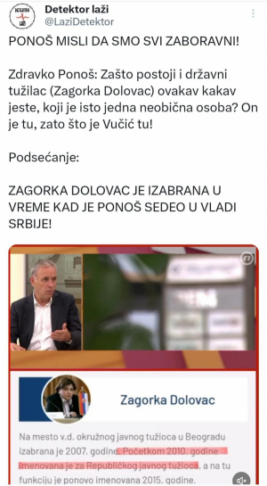 PONOŠ MISLI DA SMO SVI ZABORAVNI! Zagorka Dolovac je izabrana u vreme kad je on sedeo u Vladi Srbije (VIDEO)