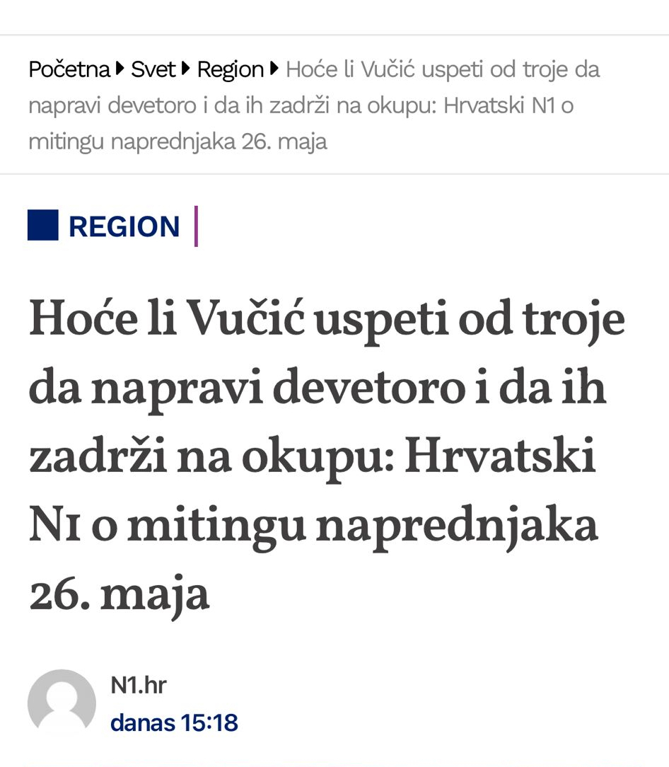 NE BRINITE, HRVATI, ZA VUČIĆEV MITING Nije on falsifikovao broj ljudi, već Šolakovi štićenici u Srbiji!