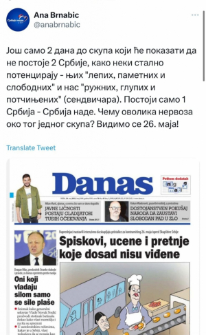 ANA BRNABIĆ: Još samo dva dana do skupa koji će pokazati da postoji samo jedna Srbija