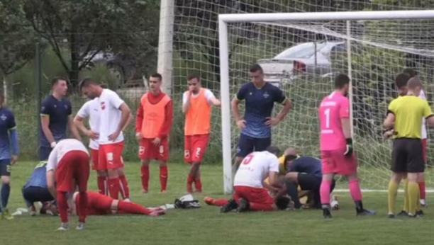 JEZIVA SCENA U SRPSKOM FUDBALU Igrači nepomočno ležali na terenu, hitna pomoć intervenisala (VIDEO)
