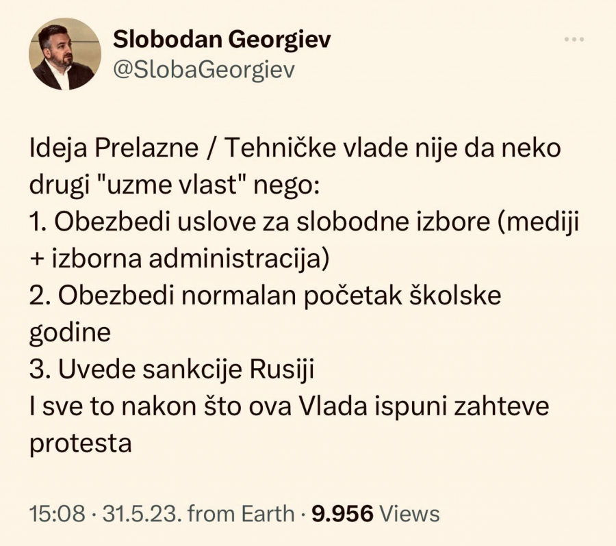 Tvit Slobodana Georgieva
