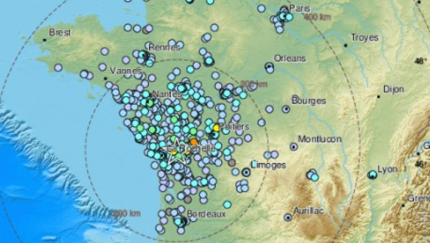 Mapa zemljotresa u Francuskoj