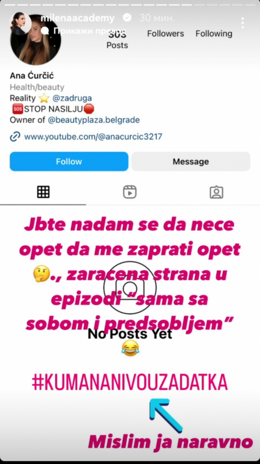 Ana blokirala Milenu