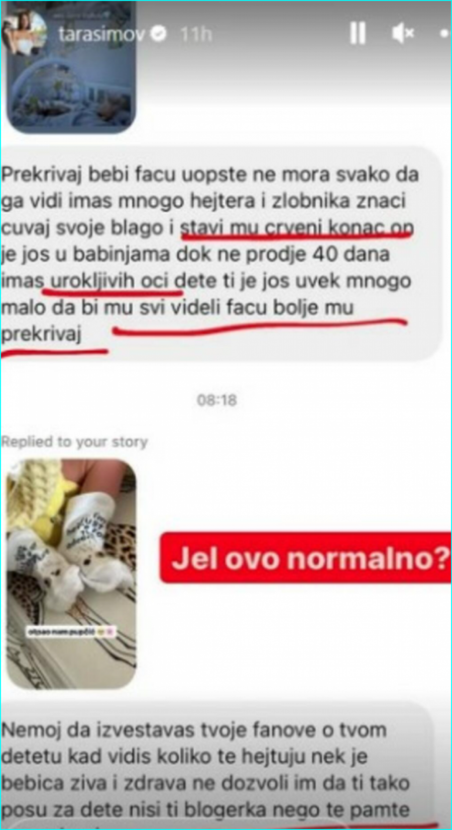 Poruke koje dobija Tara Simov