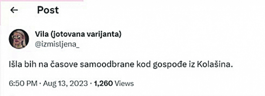 milica Kolašin Samoodbrana