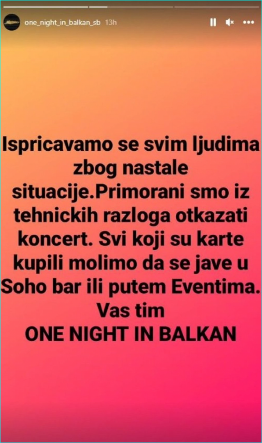 Aci Lukasu otkazan koncert
