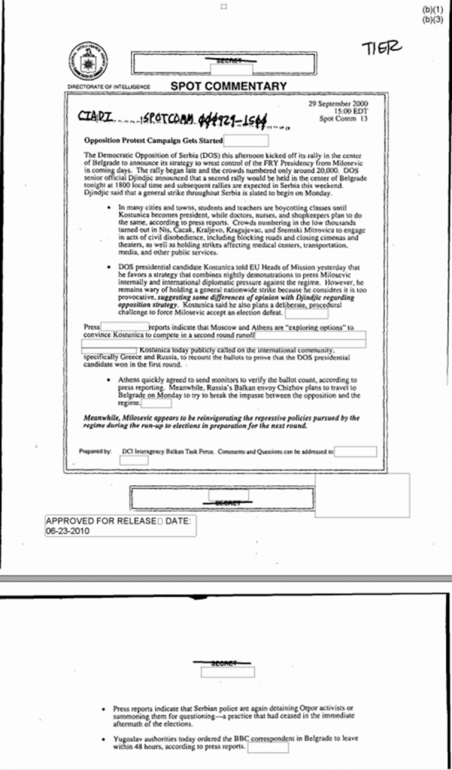 dokument cia milošević