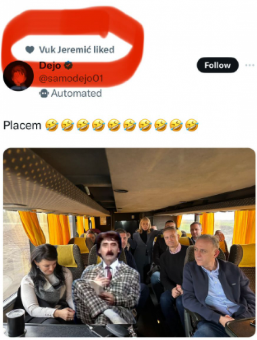 Jeremić lajkovao tvit