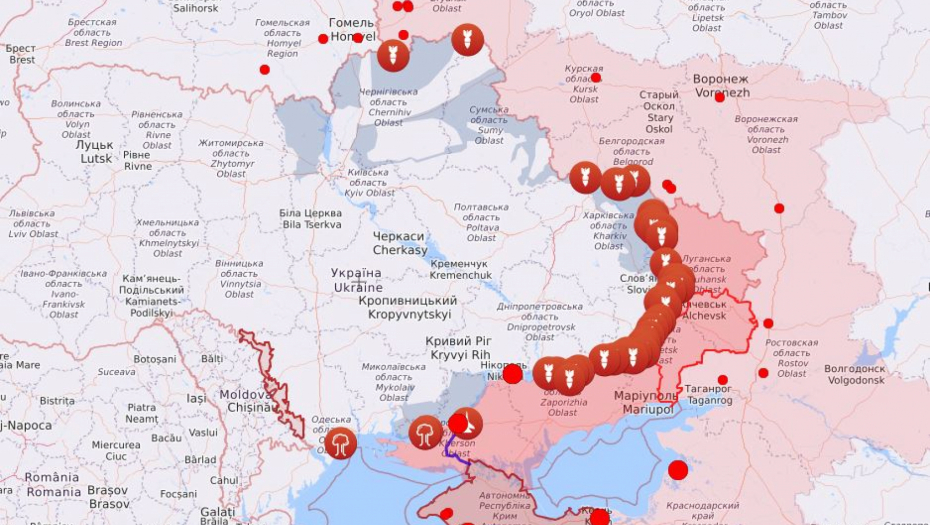 645. dan rata u Ukrajini (mapa)