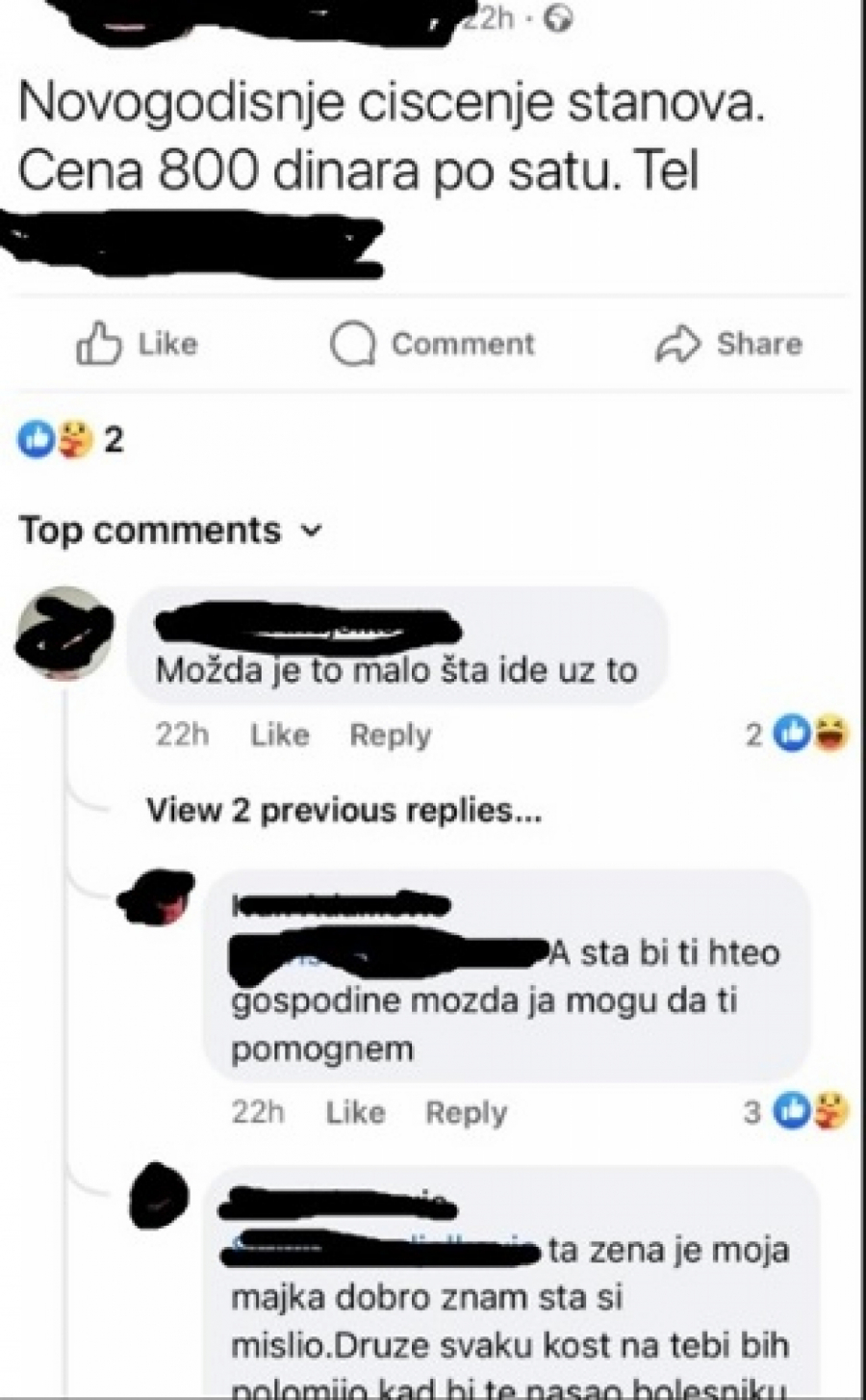 oglas za čišćenje kuće