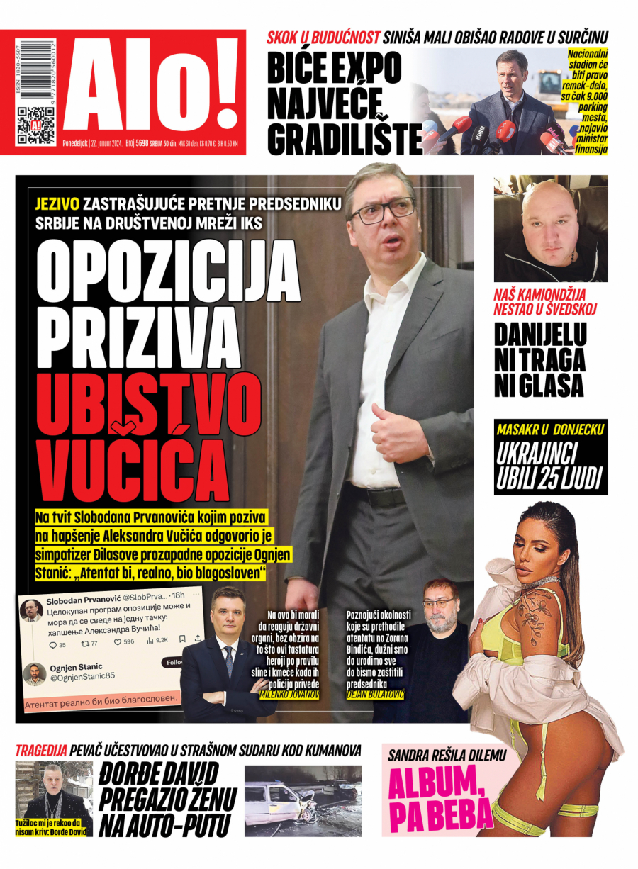 Alo naslovna 22. januar 2023.