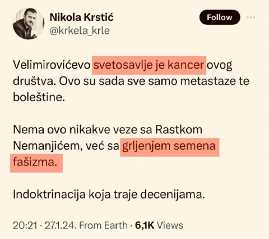 nikola krstić tvit