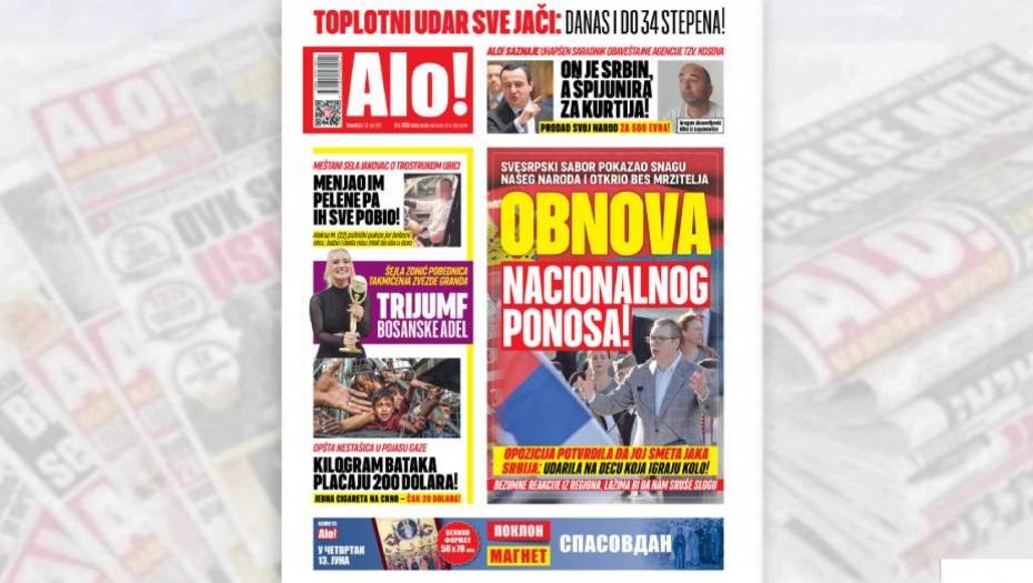 Štampano izdanje Alo! novina za 10.jun