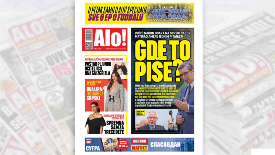 Naslovna strana "Alo!" za 25.jun
