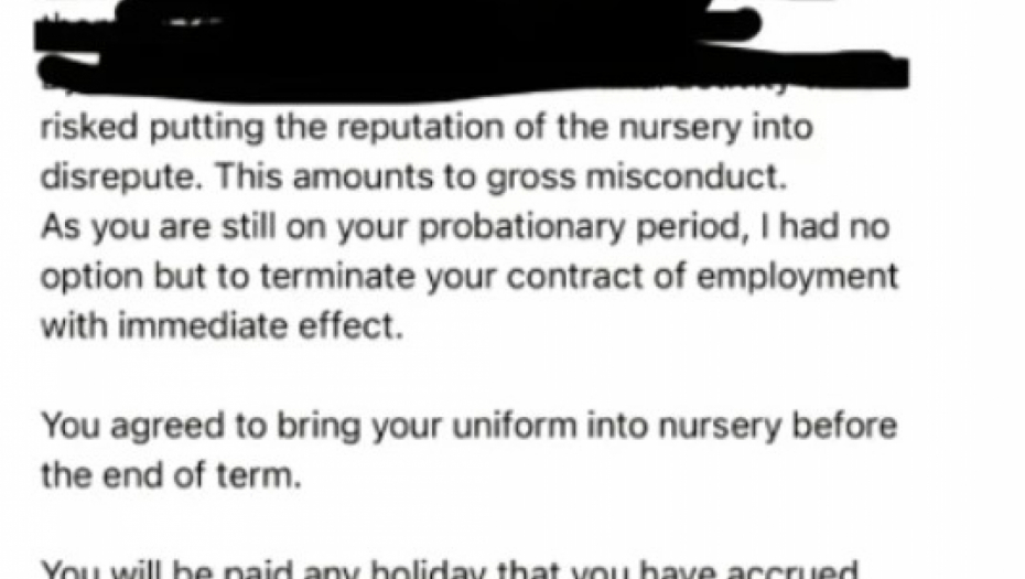 vaspitačica dobila otkaz